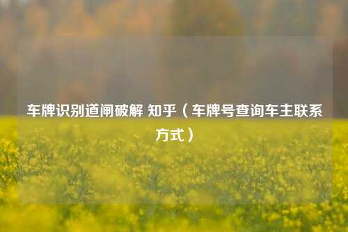 车牌识别道闸破解 知乎（车牌号查询车主联系方式）